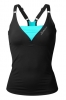 Deep V singlet - Black/aqua